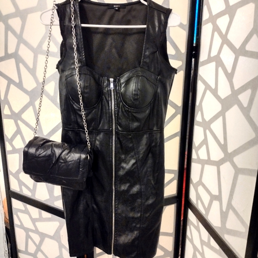Leather zip up blashe dress